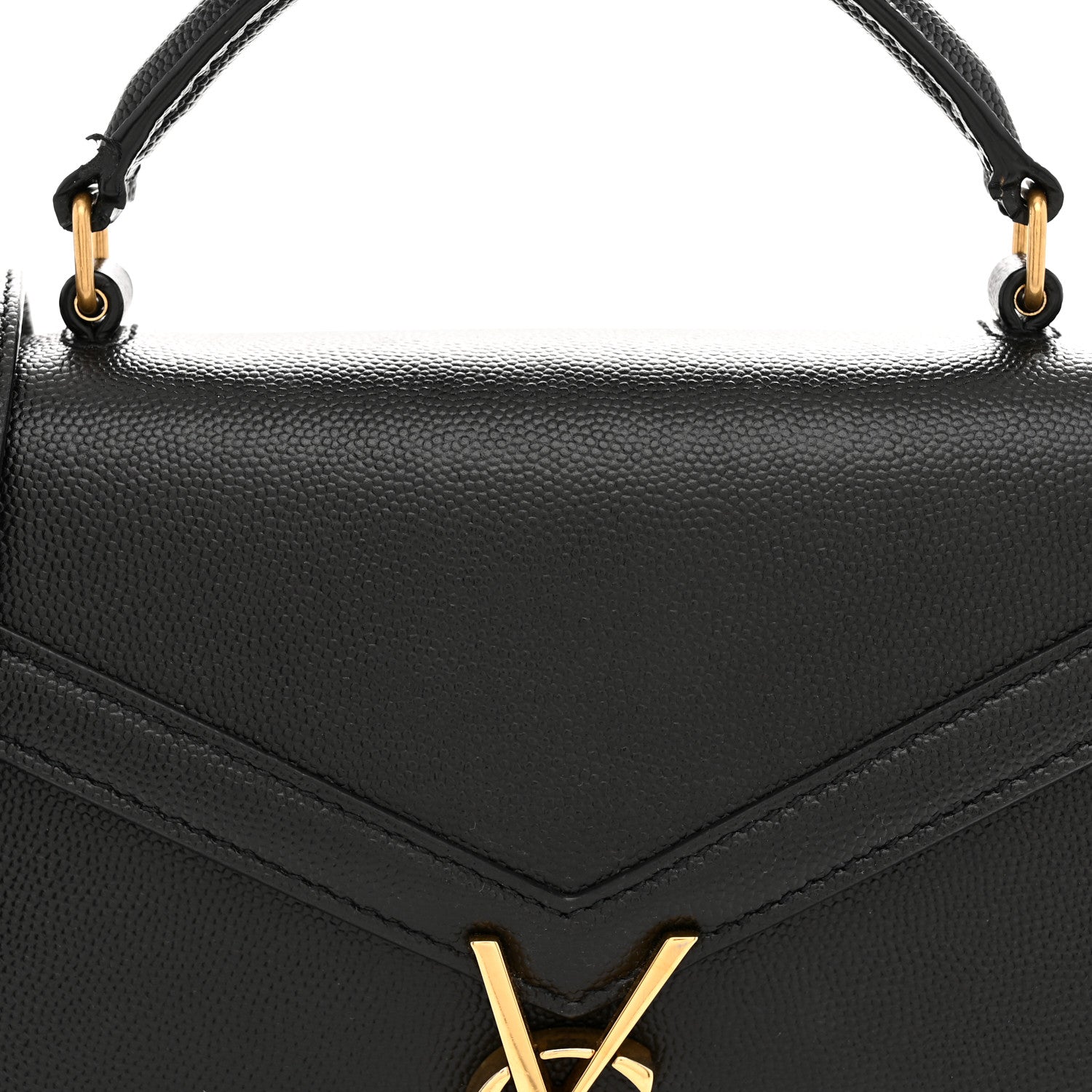 Saint Laurent Grain de Poudre Mini Classic Monogram Cassandra Top Handle Black 8 of 13
