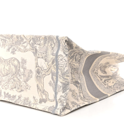 Christian Dior Canvas Embroidered Medium Dioriviera Toile De Jouy Book Tote Gray 9 of 14