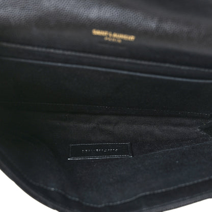 Saint Laurent Grain De Poudre Matelasse Chevron Monogram Envelope Clutch Black 5 of 9
