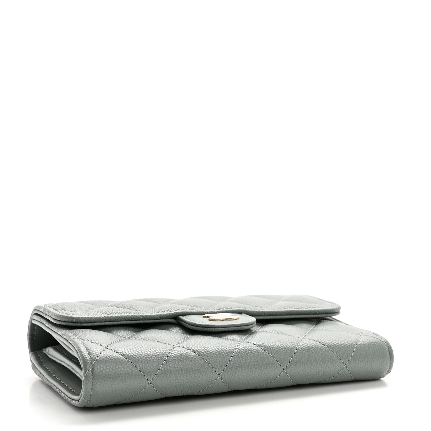 Caviar Quilted Medium Flap Wallet Light Green