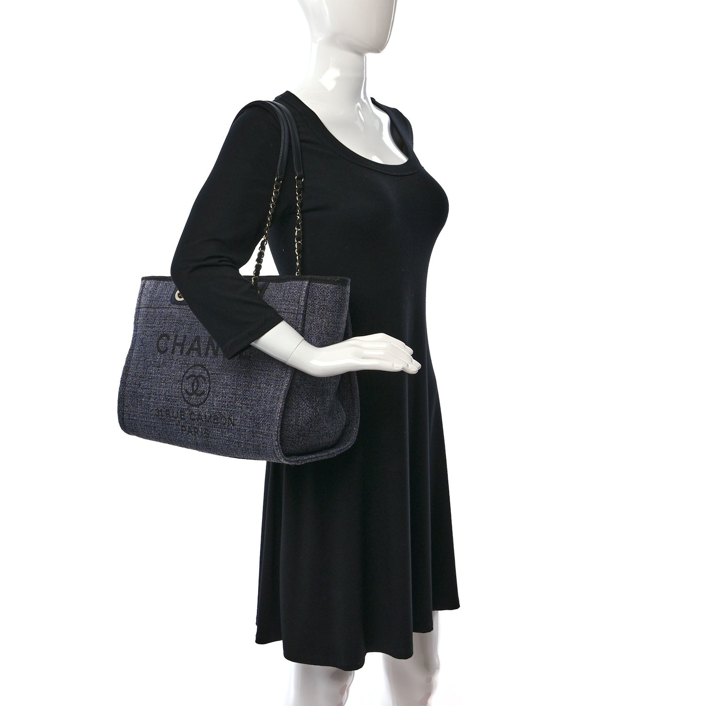 Lurex Boucle Small Deauville Tote Black