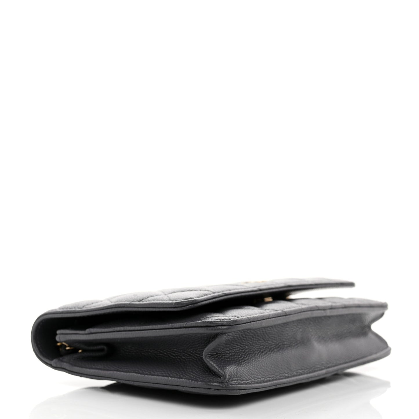 Caviar Quilted Wallet on Chain WOC Grey