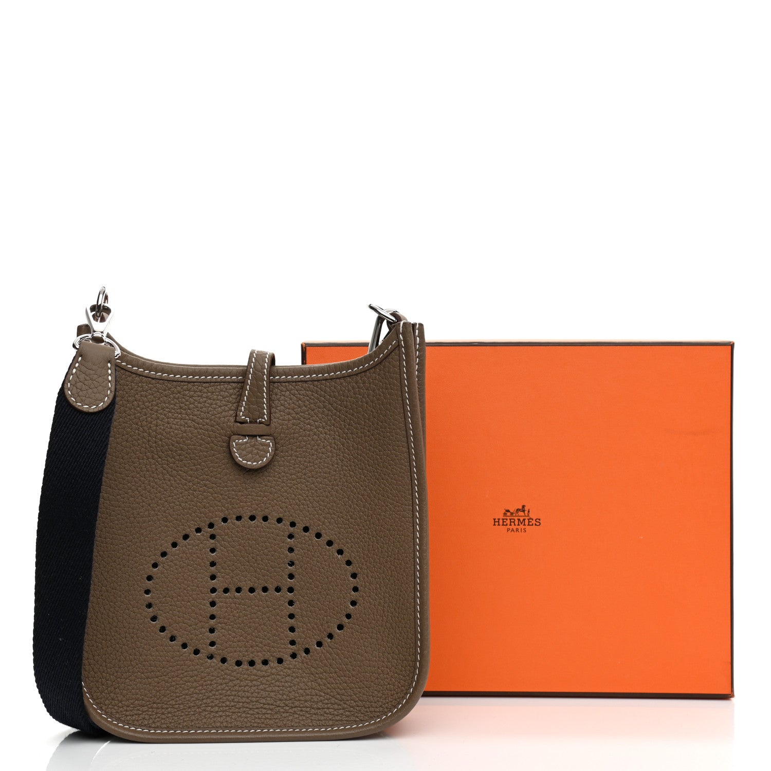 Hermes Taurillon Clemence Amazone Evelyne TPM Etoupe Bleu Indigo 9 of 9