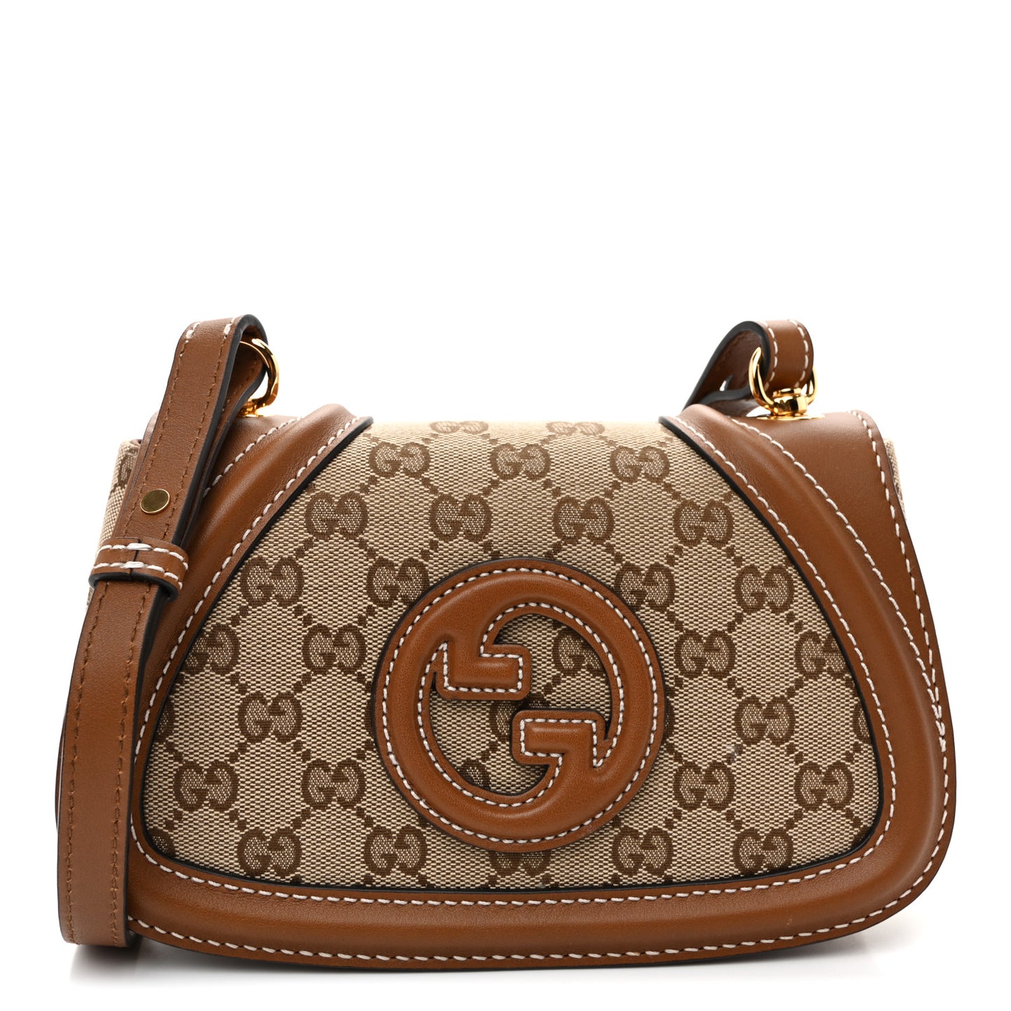 GG Supreme Monogram Calfskin Blondie Small Shoulder Bag Beige Brown