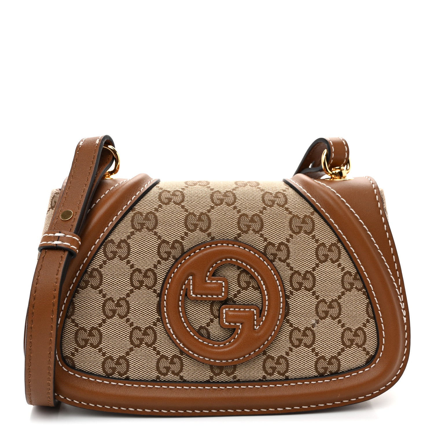 Gucci GG Supreme Monogram Calfskin Blondie Small Shoulder Bag Beige Brown 1 of 9