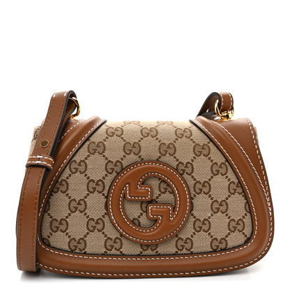 Gucci GG Supreme Monogram Calfskin Blondie Small Shoulder Bag Beige Brown 1 of 9