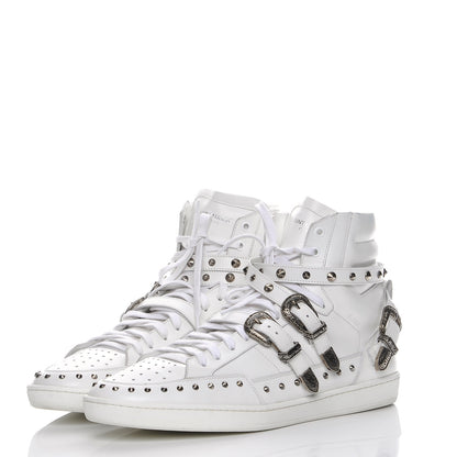 Saint Laurent Calfskin Wolly Spike SL/08H High Top Sneakers 47.5 White 9 of 15