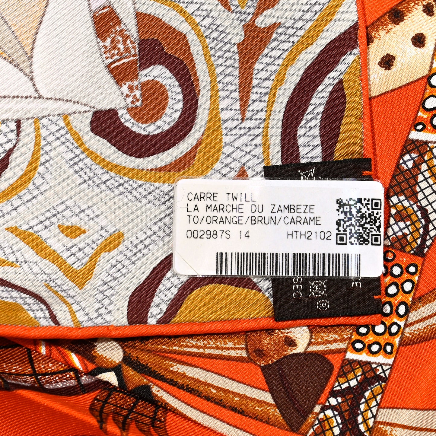 Silk La Marche Du Zambeze Scarf 90 Orange Brun Caramel