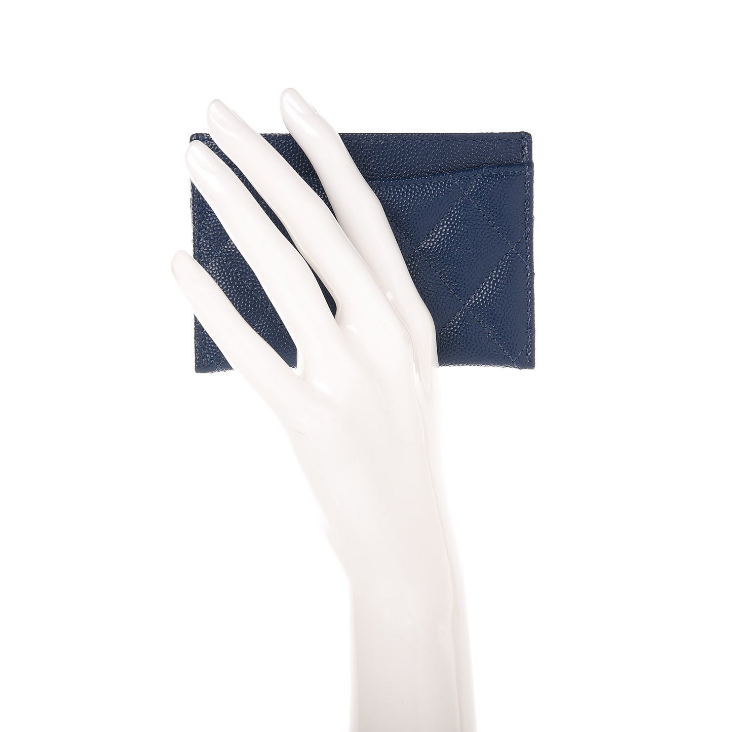 Caviar Quilted Card Holder Blue