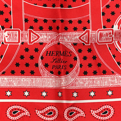 Hermes Silk Eperon D'Or Bandana Scarf 140 Rouge Black White 2 of 4