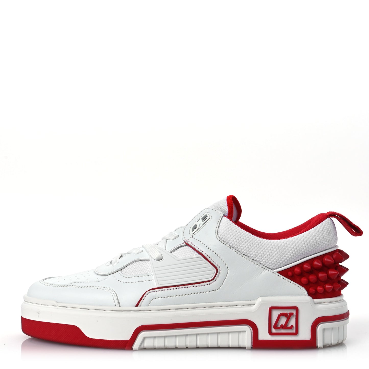 Calfskin Suede Nappa Spike Mens Astroloubi Low Top Sneakers 42 White Red