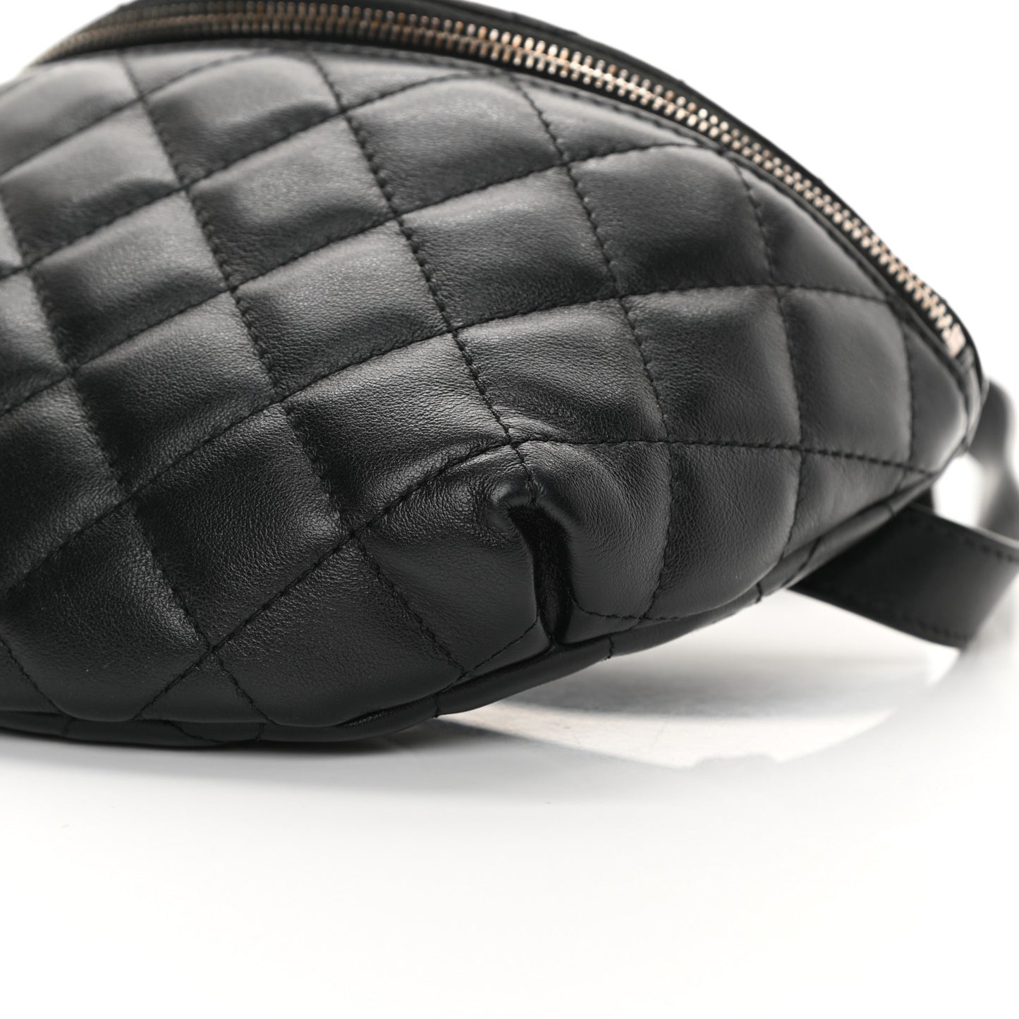 Lambskin Quilted Waist Belt Bag Black