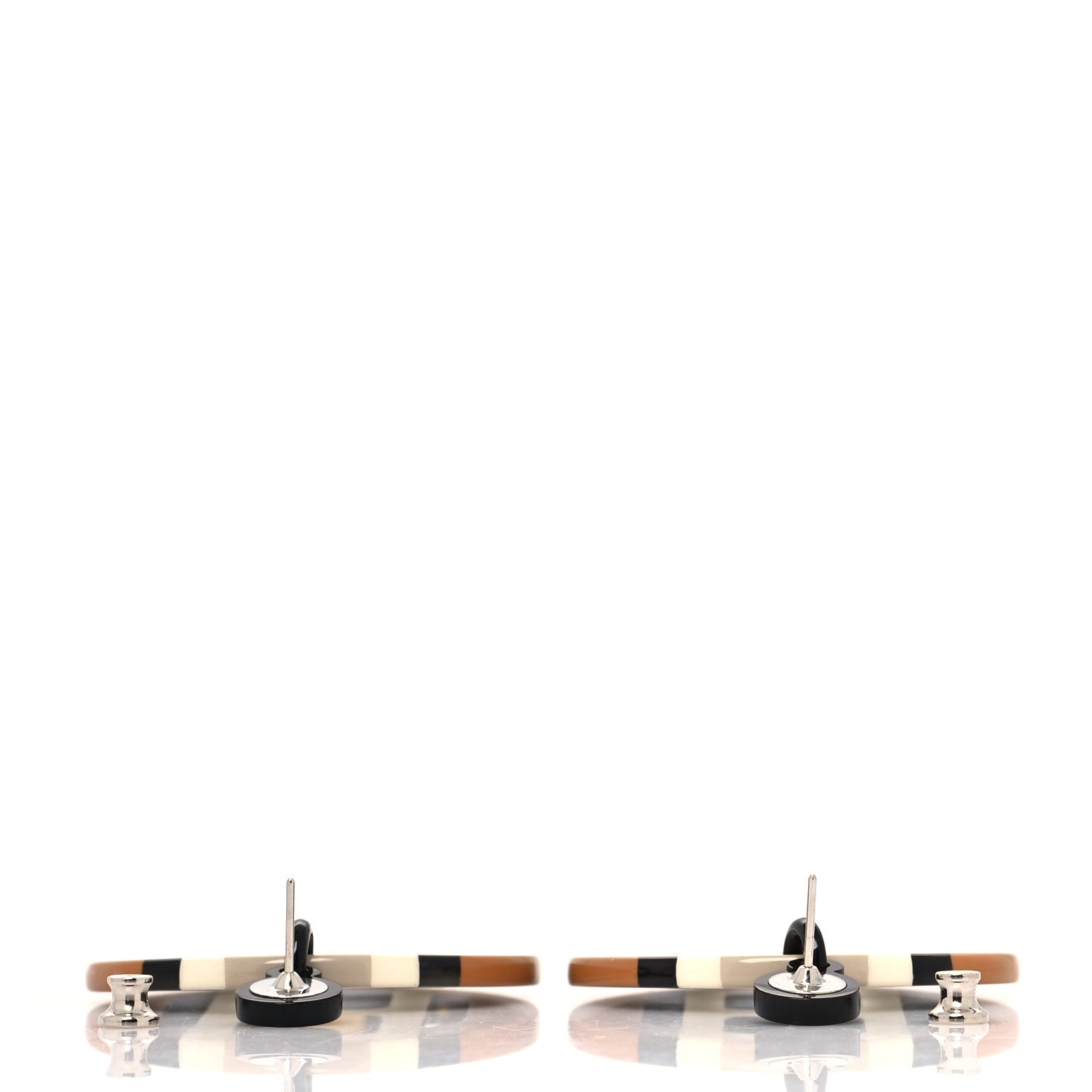 Hermes Lacquered Horn H Equipe Earrings Sable 3 of 5
