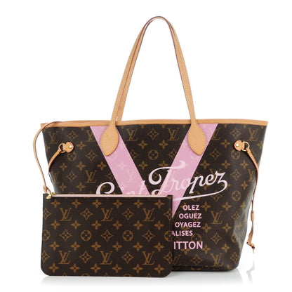 Louis Vuitton Monogram Saint Tropez V Neverfull MM Rose Ballerine 1 of 10