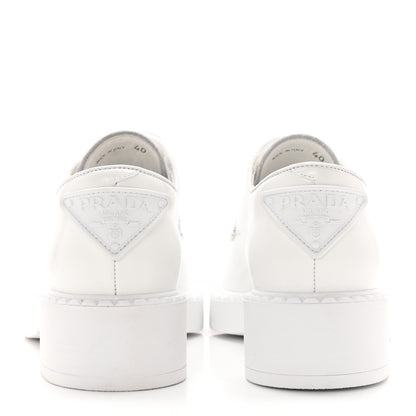 Prada Spazzolato Rubber Triangle Logo 50mm Derby Loafers 40 White 5 of 11