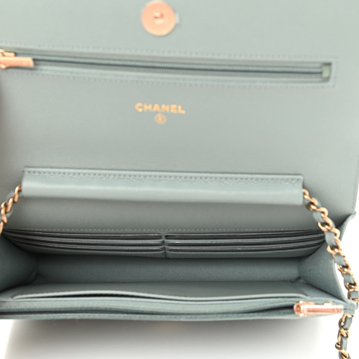 Chanel Caviar Quilted Wallet On Chain WOC Light Grey 5 of 11