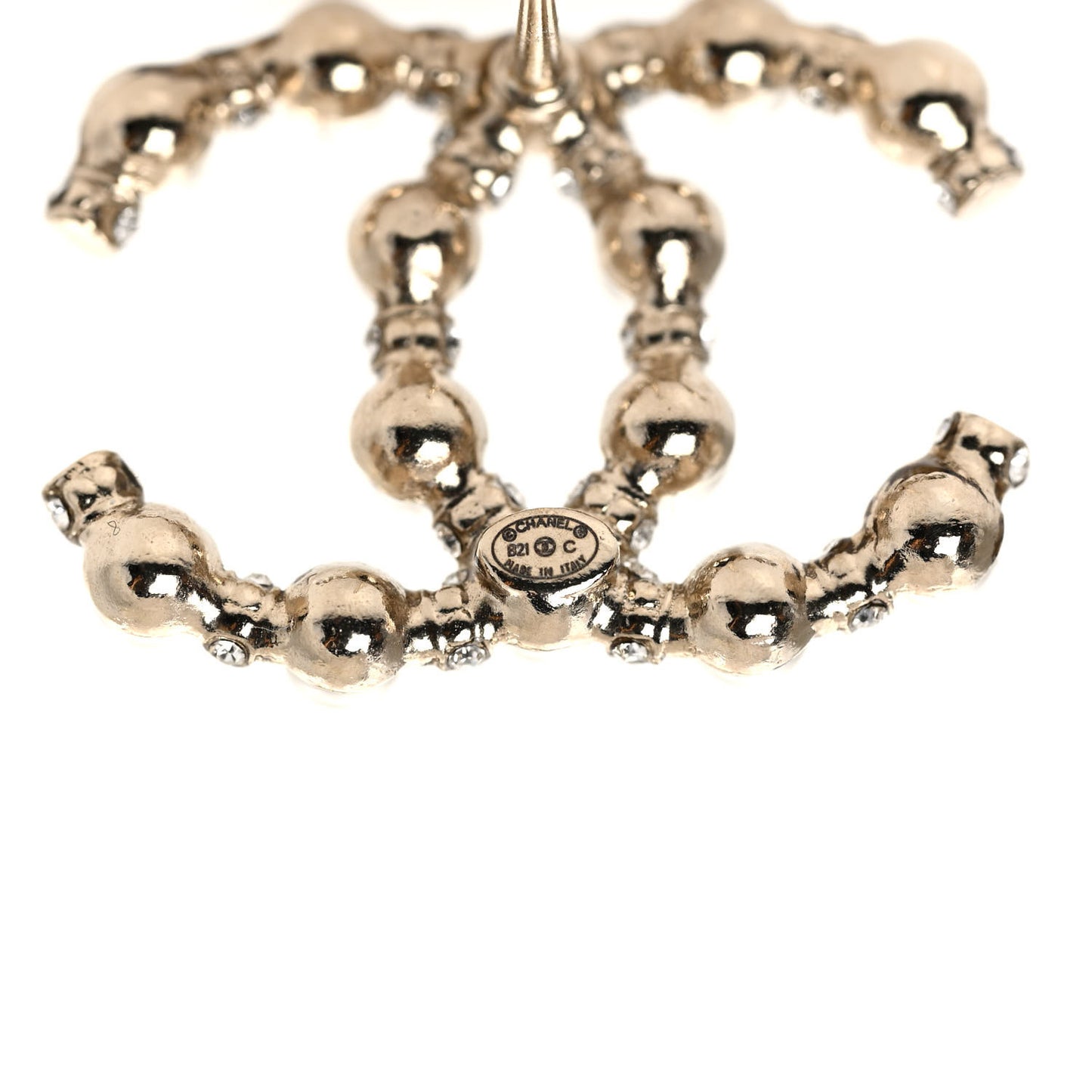 Pearl Crystal Nefertiti CC Earrings Gold