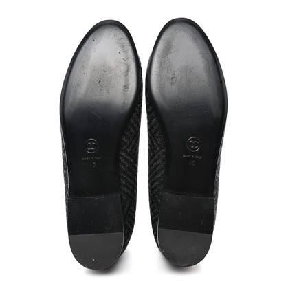 Chanel Wool Tweed Lambskin Cap Toe Ballerina Flats 40 Black Grey 5 of 9