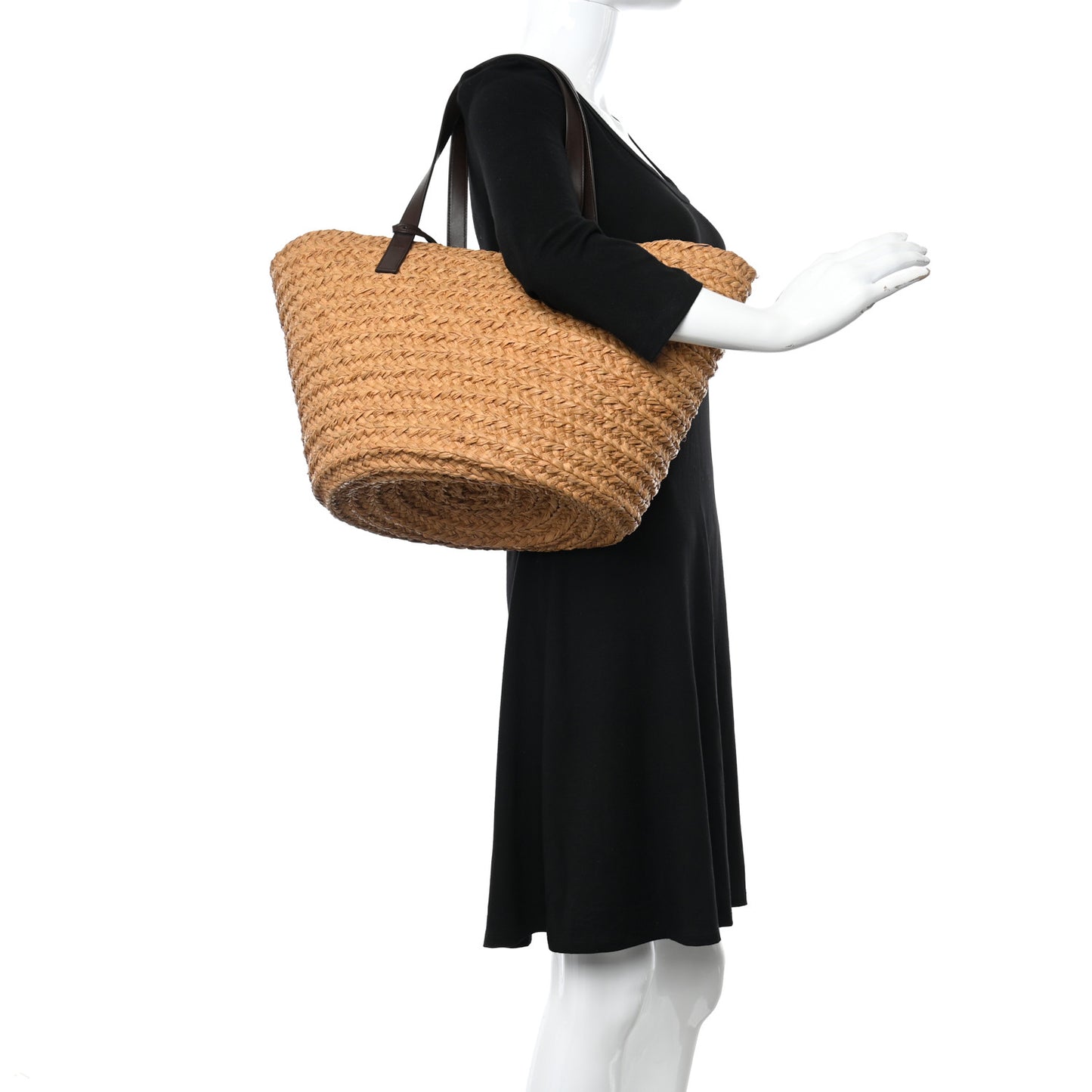 Raffia Calfskin Medium Panier Tote