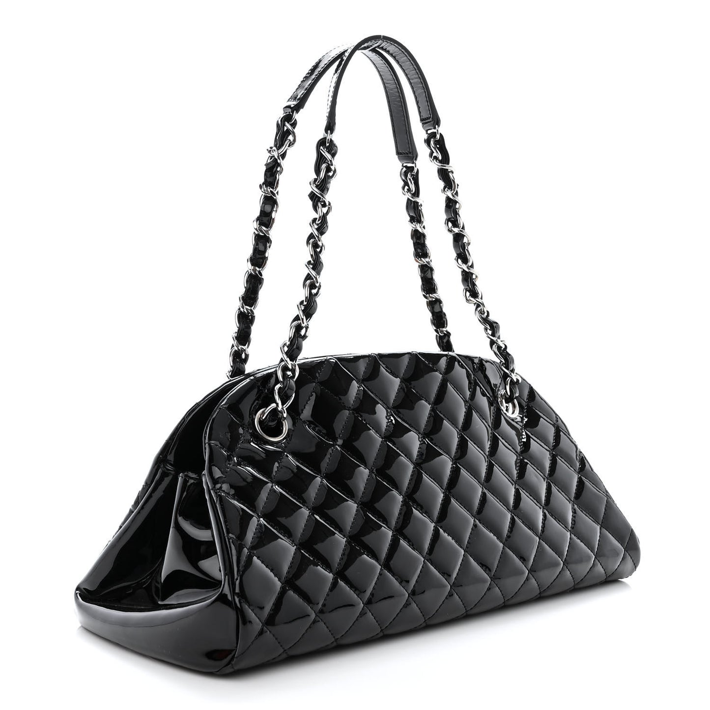 Patent Quilted Medium Just Mademoiselle Bowling Bag Black