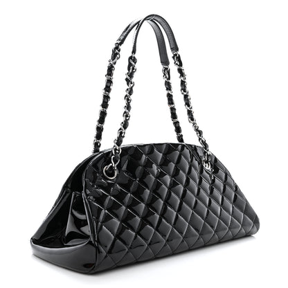 Chanel Patent Quilted Medium Just Mademoiselle Bowling Bag Black 3 of 10