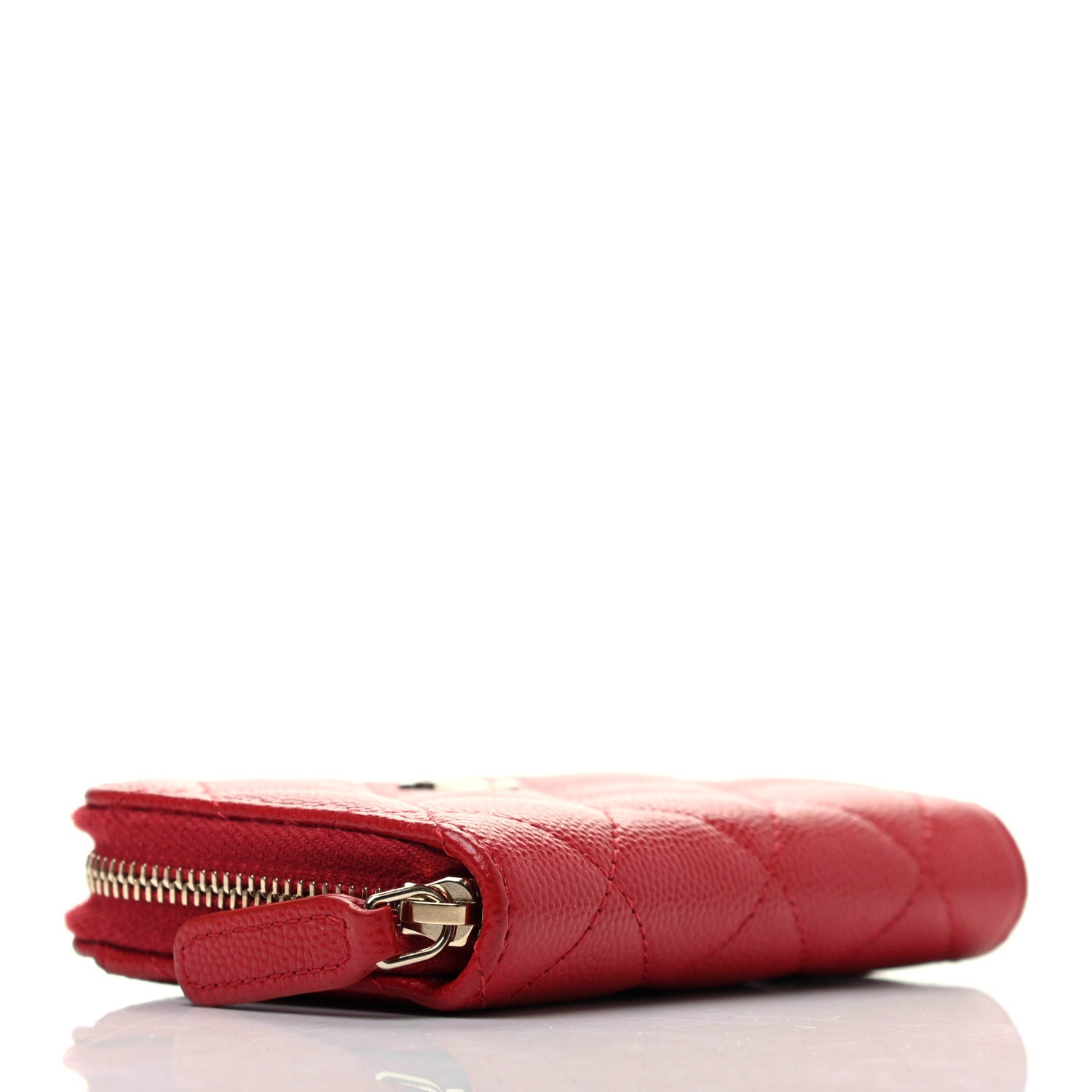 Chanel Caviar Quilted Zip Coin Purse Red 4 of 7