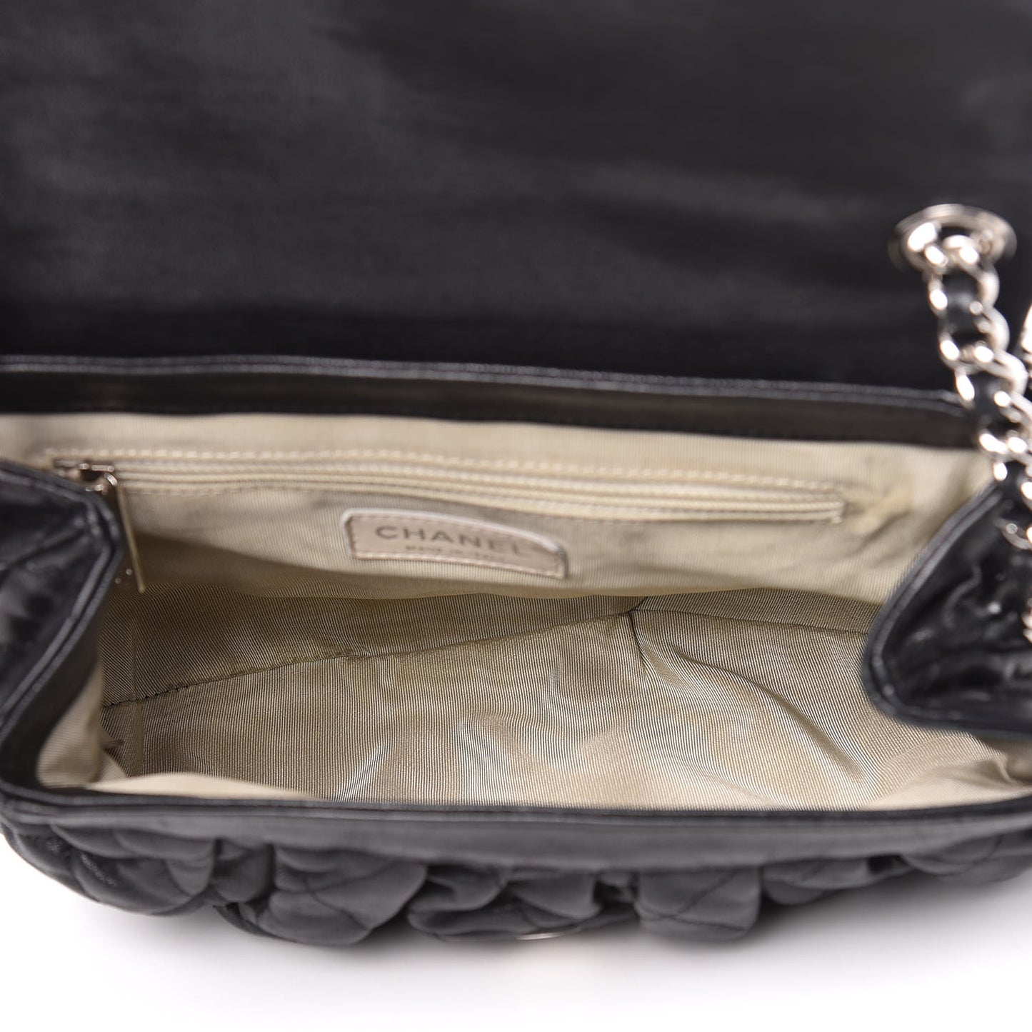 Washed Lambskin Quilted Medium Chain Around Messenger Black