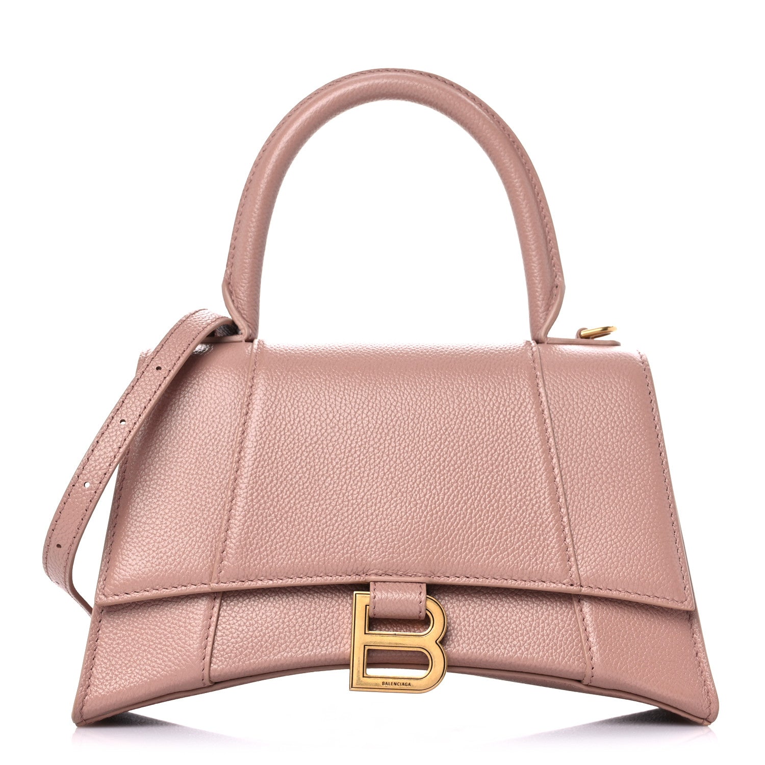 Balenciaga Grained Calfskin Small Hourglass Top Handle Bag Nude Beige 1 of 12