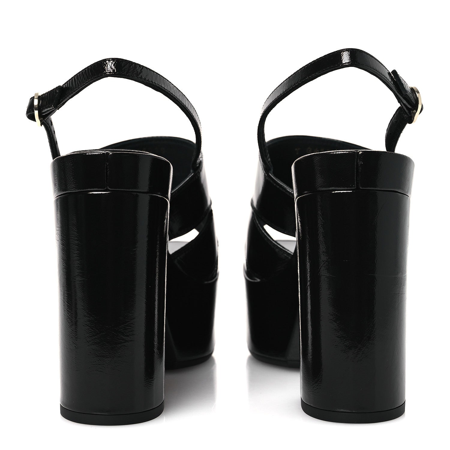 Chanel Crumpled Patent Lambskin Platform Sandals 39.5 Black 6 of 11