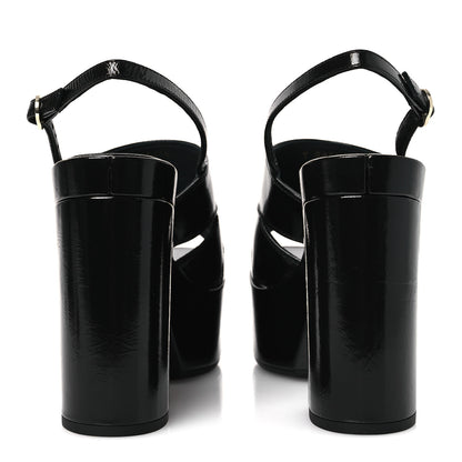 Chanel Crumpled Patent Lambskin Platform Sandals 39.5 Black 6 of 11