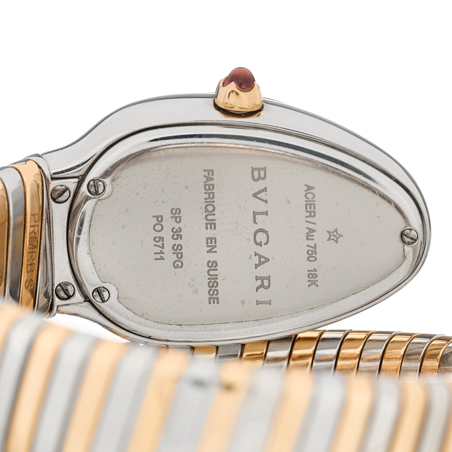 Stainless Steel 18K Rose Gold Diamond Bezel 35mm Serpenti Tubogas Quartz Watch
