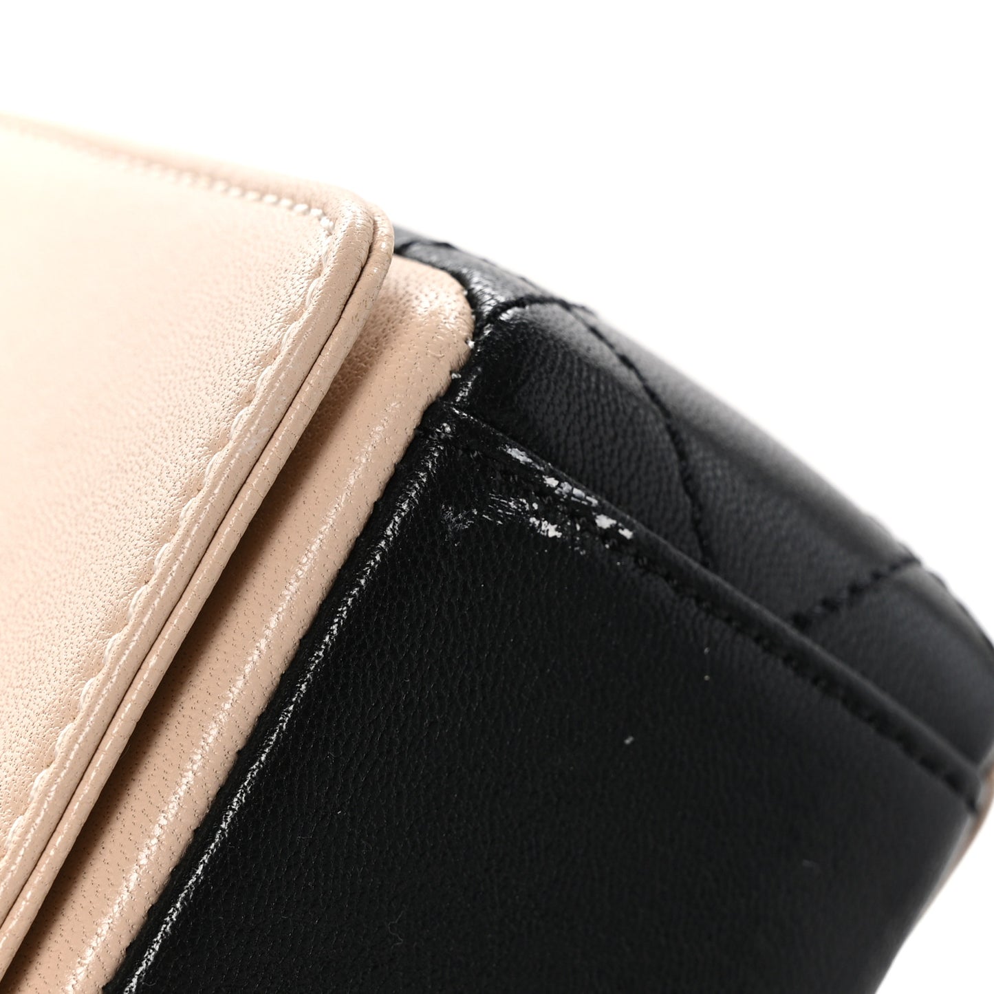 Sheepskin Quilted Medium Vintage Mademoiselle Flap Beige Black