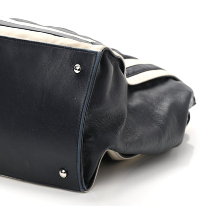Chanel Lambskin Quilted Lido Shopping Tote Dark Navy Blue 9 of 11