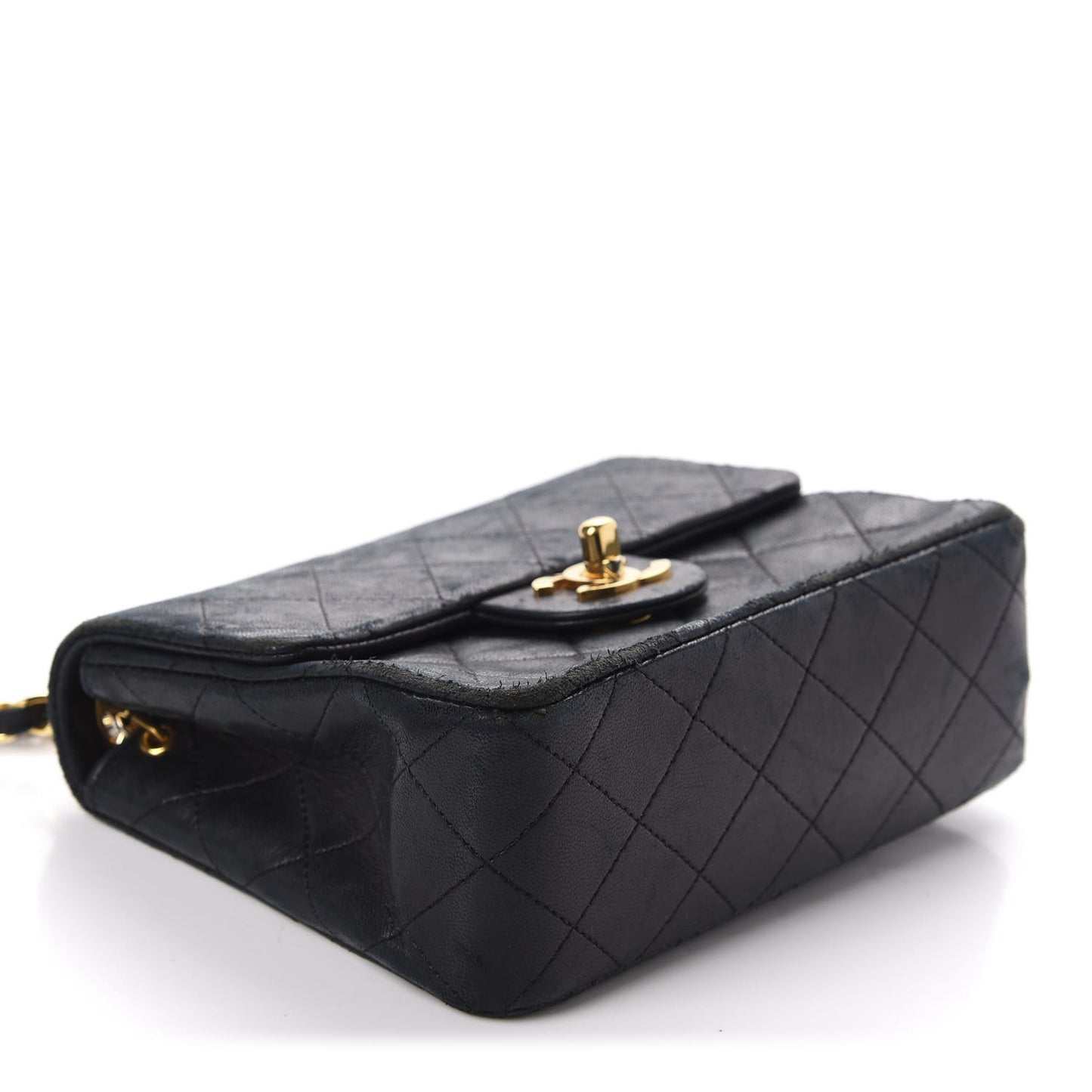 Lambskin Quilted Mini Square Flap Bag Black
