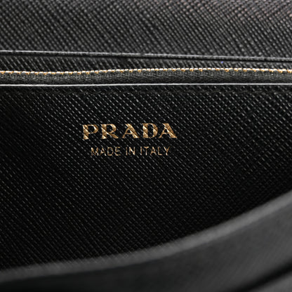 Prada Saffiano Triangle Logo Continental Flap Travel Wallet Black 6 of 16