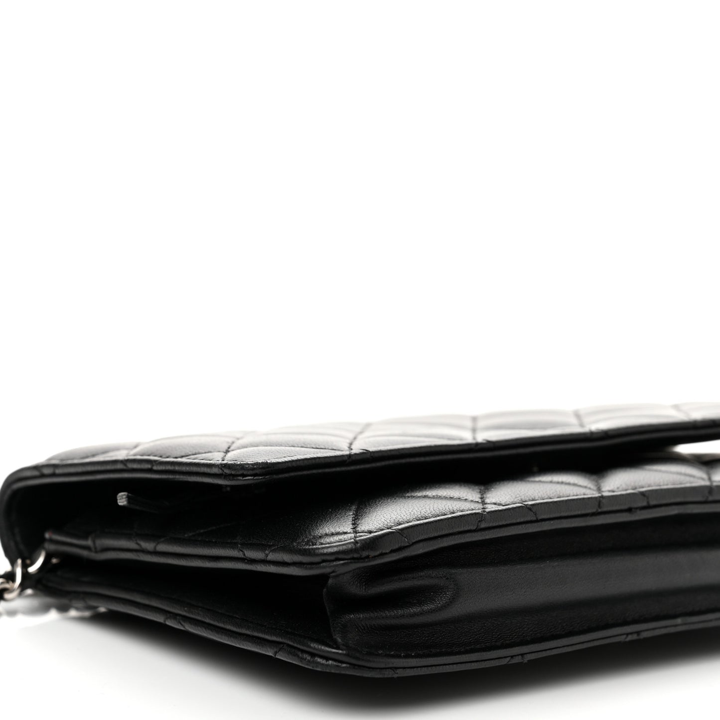 Lambskin Quilted Wallet On Chain WOC Black