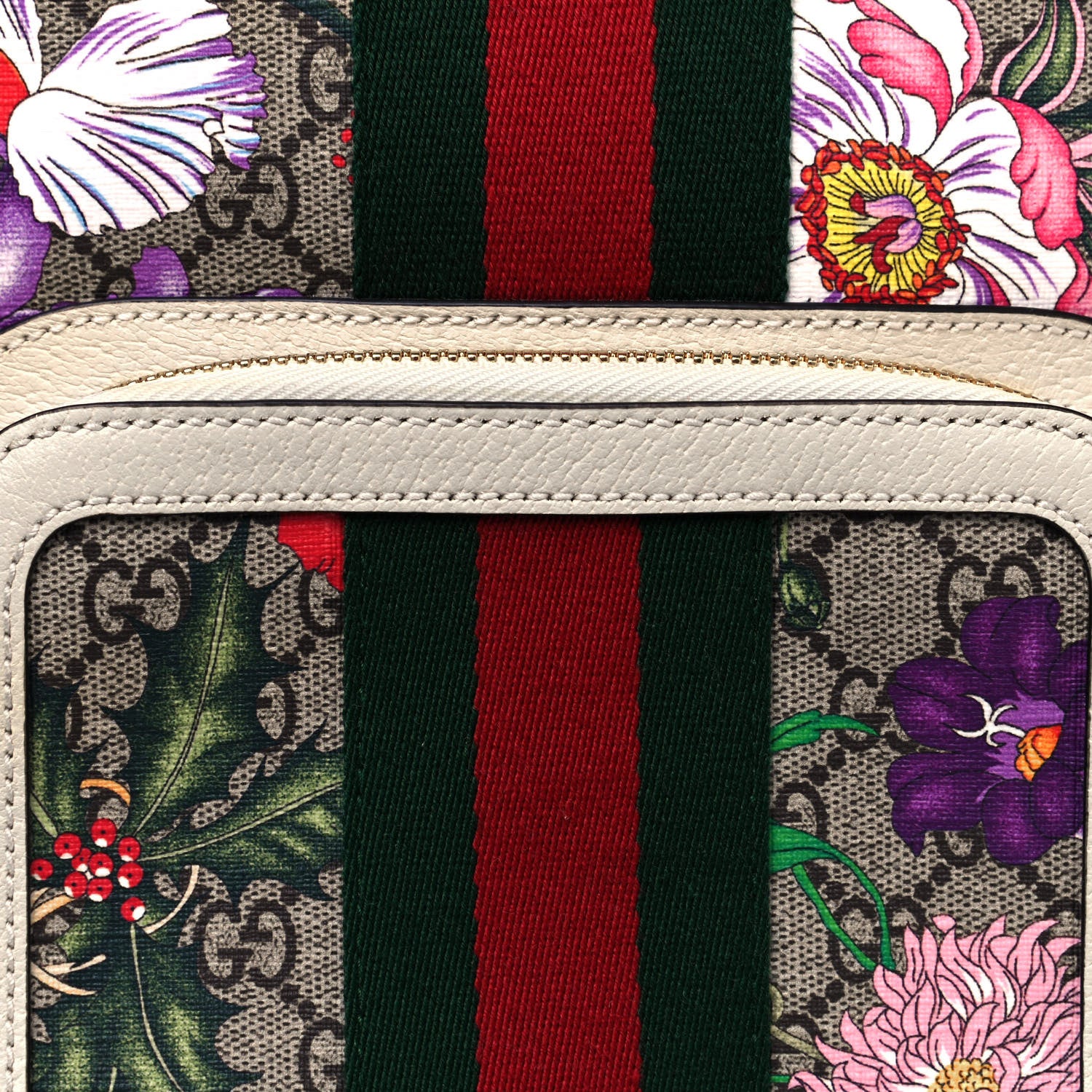 Gucci GG Supreme Monogram Flora Web Small Ophidia Day Backpack White 7 of 11