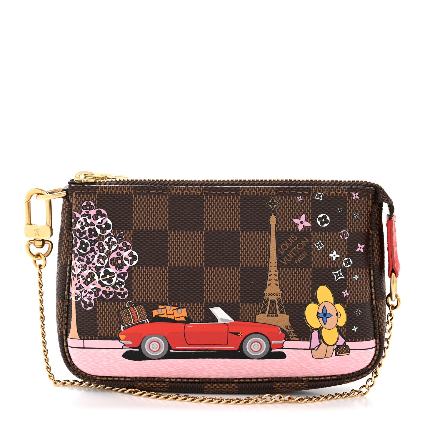 Damier Ebene 2019 Christmas Animation Mini Pochette Accessories Red