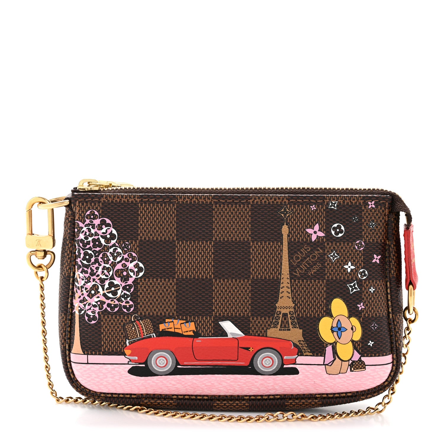 Louis Vuitton Damier Ebene 2019 Christmas Animation Mini Pochette Accessories Red 1 of 7