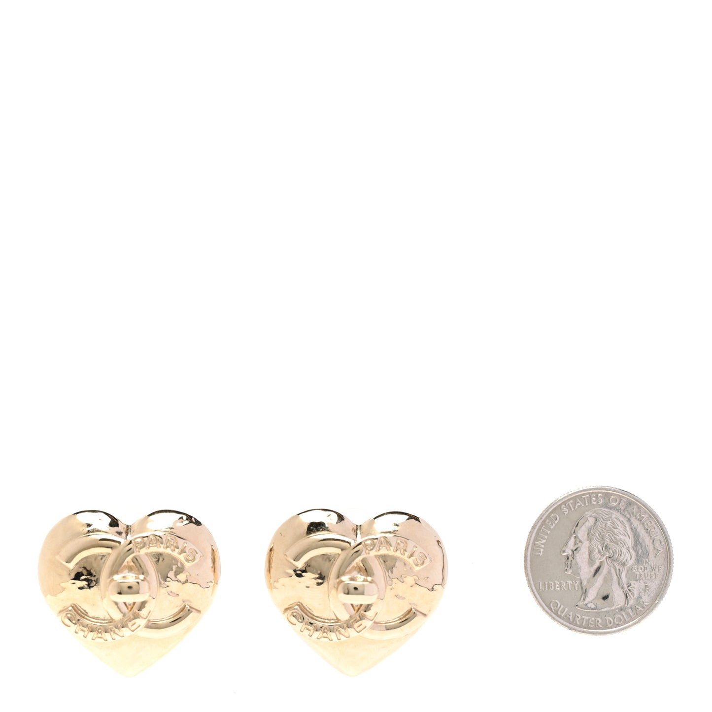 Metal CC Heart Turnlock Earrings Gold