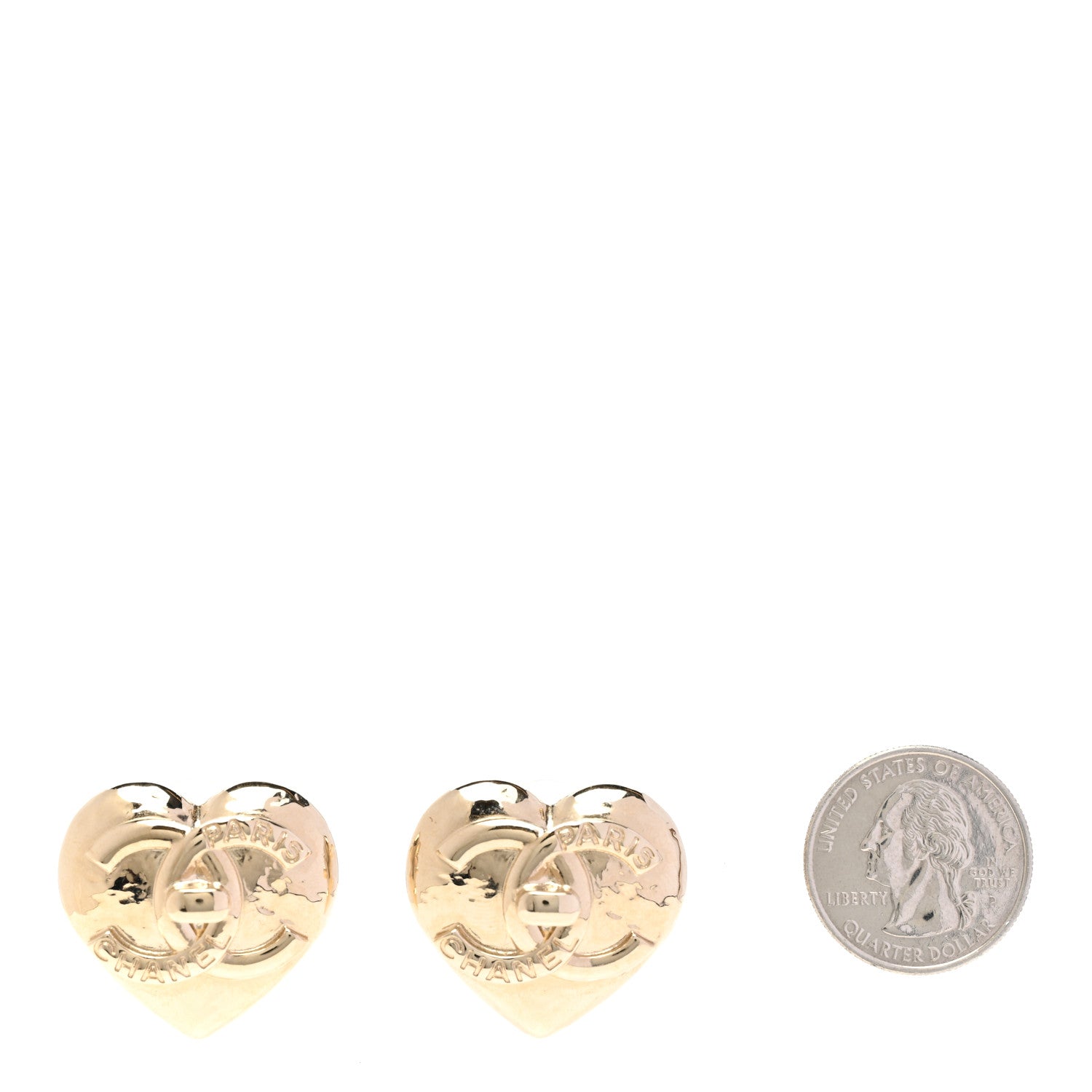 Chanel Metal CC Heart Turnlock Earrings Gold 2 of 5