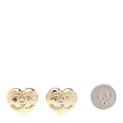 Chanel Metal CC Heart Turnlock Earrings Gold 2 of 5