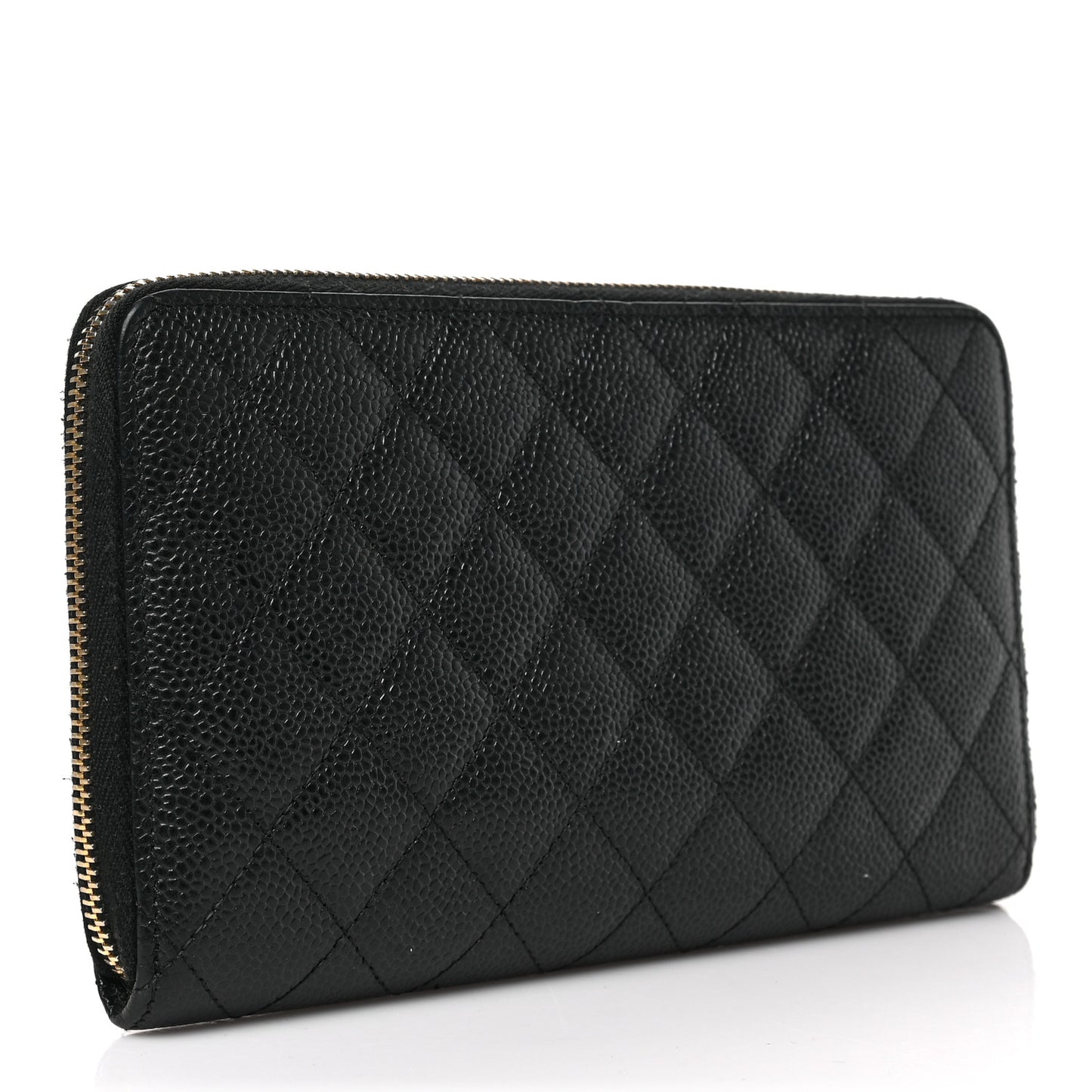 Caviar Quilted Large Zip Around Organizer Wallet Black