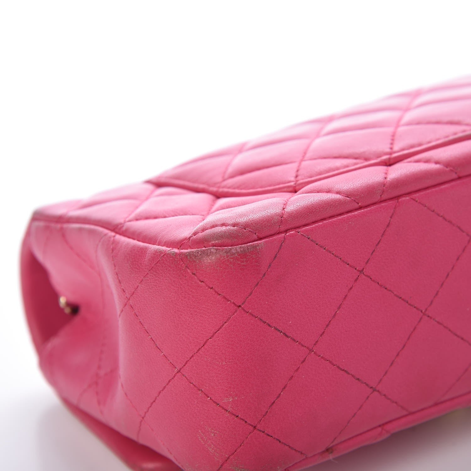 Chanel Lambskin Quilted Mini Rectangular Flap Dark Pink 17 of 21