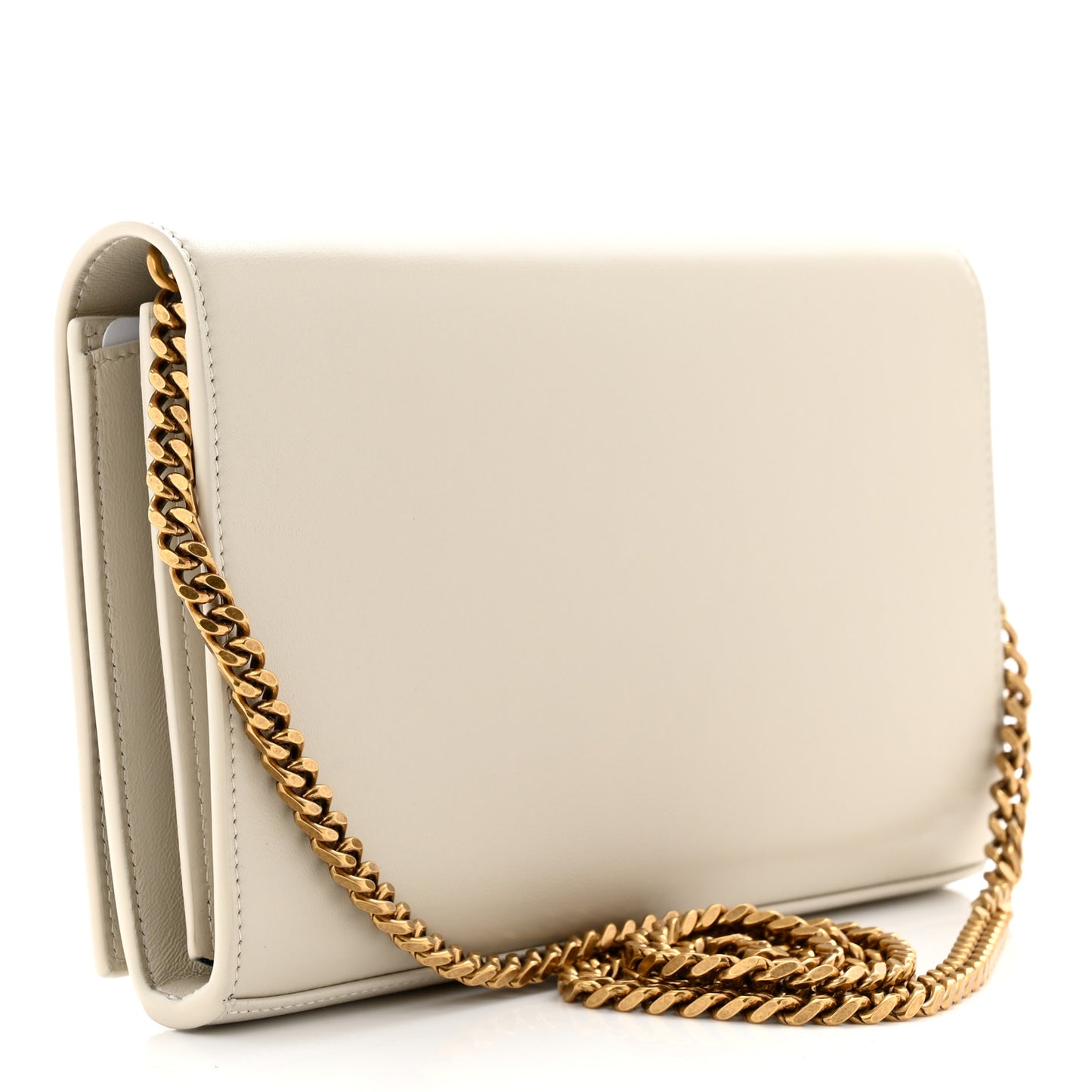 Smooth Calfskin Tri-Metal Cassandre Wallet On Chain WOC Crema Soft
