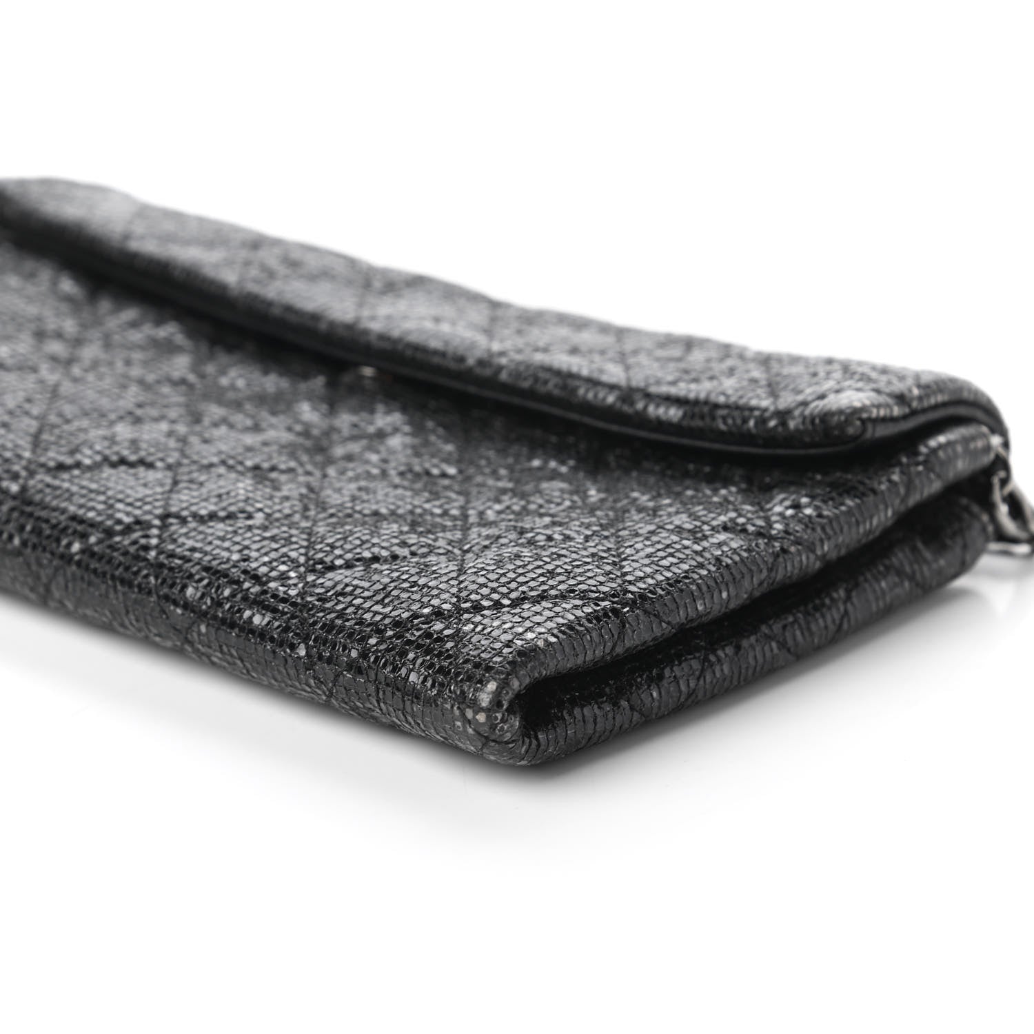Chanel Iridescent Vinyl Quilted Clutch With Chain Black 7 of 11