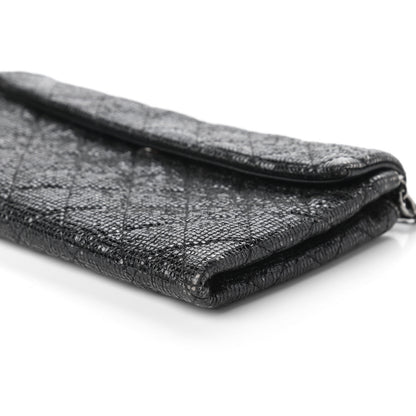 Chanel Iridescent Vinyl Quilted Clutch With Chain Black 7 of 11