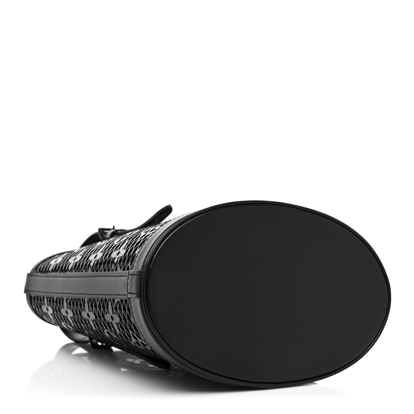 Patent Calfskin Laced Monogram Bucket PM Black