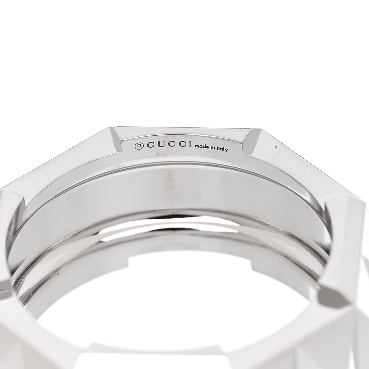18K White Gold 9mm Link To Love Stud Ring 53 6.25