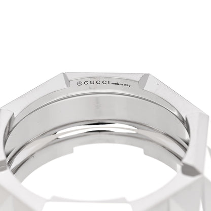 Gucci 18K White Gold 9mm Link To Love Stud Ring 53 6.25 4 of 6